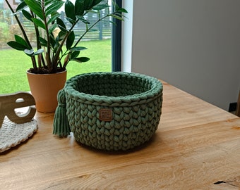 Round crochet storage, Nursery organizer, Bathroom box, Toy box, Handmade gift, Chunky basket