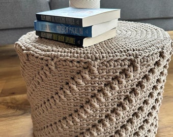 Crochet Ottoman Pouf Handmade Footstool Knitted Home Decor Cozy Living Room Furniture Boho Interior Decoration Knitted Table Stool