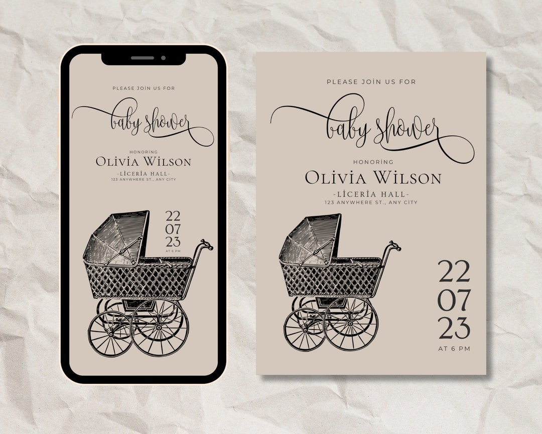 Printable Gender-neutral Template Stroller Themed Baby Shower - Etsy
