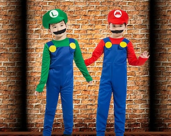 Costume di Mario e Luigi per bambini, Costume di Mario per bambini, Costume di Mario, Super Mario, Cosplay di Mario, Costume di Mario per ragazzi, Costume di Mario per ragazze