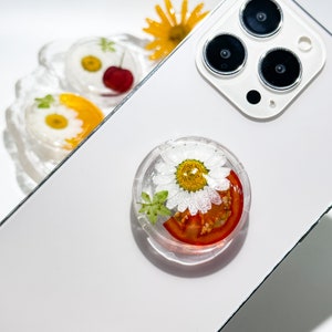 Pressed Tomato Phone Grip Holder, Real Cherry Tomato Phone Stand, Dried Resin Fruit Phone Holder, Cute Phone Grip, Pretty Kindle Grip