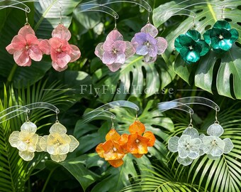 Real Hydrangea Flower Earrings, Preserved Dried Floral Dangle Earrings,Resin Dried Flower Drop Earrings, Boho Floral Jewelry Gift for Women