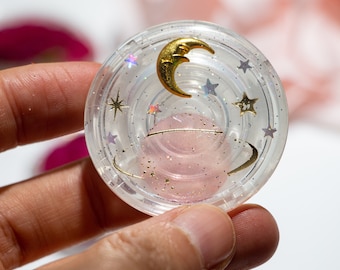 Space Moon And Stars Phone Grip Holder, Cute Resin Phone Holder, Handmade Pretty Resin Kindle Holder, Kindle Accessories
