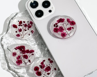 Dry baby's breath Phone Grip Holder, Dry Pressed Real Flower Phone Holder, Handmade Resin Phone Holder, Gift for teacher