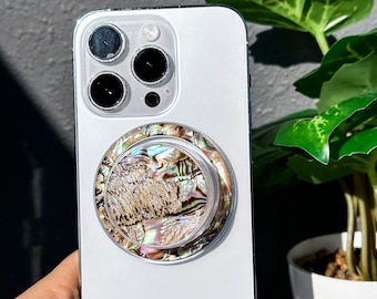 Holographic Magnetic Phone Grip,Color Phone Holder,Resin Magnetic Phone Grip,Blue Kindle Grip,IPhone 15 14 13 12 Pro Phone Grip,Unique Gift