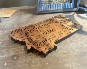 Montana  shaped Cribbage board handmade