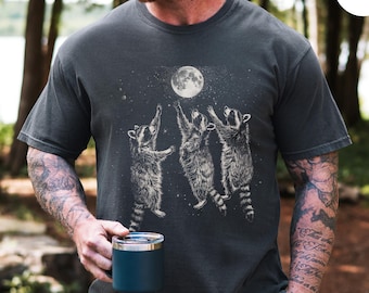 Maglietta procione Maglietta meme procione Retro Raccoon Moon Comfort Colors T-shirt Vintage Raccoon TShirt Tre procioni Maglietta oversize Trash Panda