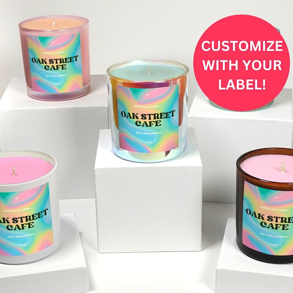 Private Label Candle, Bulk Wholesale Custom Soy Candles for resale, Custom Label Candles, Custom Color Candles