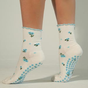 Pilates Grip Socks, Non-Slip Socks, Yoga Barre Crew Socks, Gift for pilates lover, pilates princess