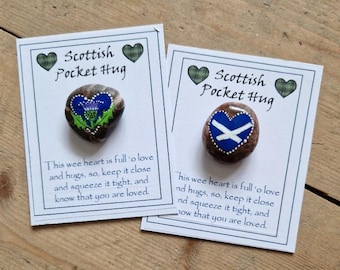 Hand Painted Scottish Pocket Hug Pebble: Thistle or Saltire