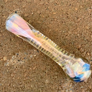 Chillum Glaspfeife Mundgeblasen, farbwechselnder Rauch Chillum Glaspfeifen Motiv WSS7.