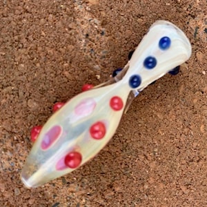 Chillum Glaspfeife Mundgeblasen, farbwechselnder Rauch Chillum Glaspfeifen Motiv WSS4.