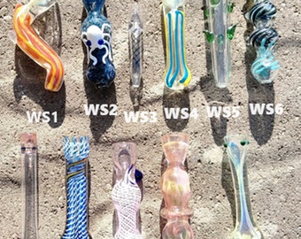 2 pipes en verre Chillum soufflées à la bouche.