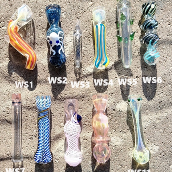 Chillum Glass Pipes Hand-blown 2 PACK chose ANY Different 2 PIPES for one price, color changing fume Chillum Glass Pipe.