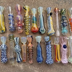 Chillum Glass Pipes, Custom Hand-Blown MYSTERY PI, 3&quot; to 4&quot;