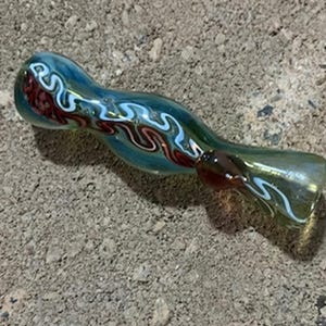 Chillum Glaspfeife Mundgeblasen, farbwechselnder Rauch Chillum Glaspfeifen Motiv WSS13