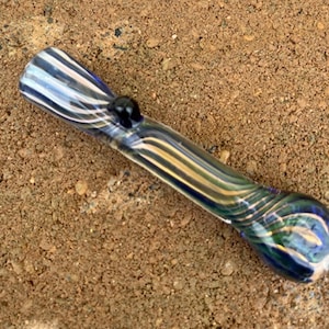 Chillum Glaspfeife Mundgeblasen, farbwechselnder Rauch Chillum Glaspfeifen Motiv WSS6.