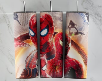 Diseño de vaso de Spiderman, diseño de vaso delgado de 20 oz, imagen de sublimación, envoltura de vaso, taza de Spiderman, sublimación de Spiderman, diseño de vaso