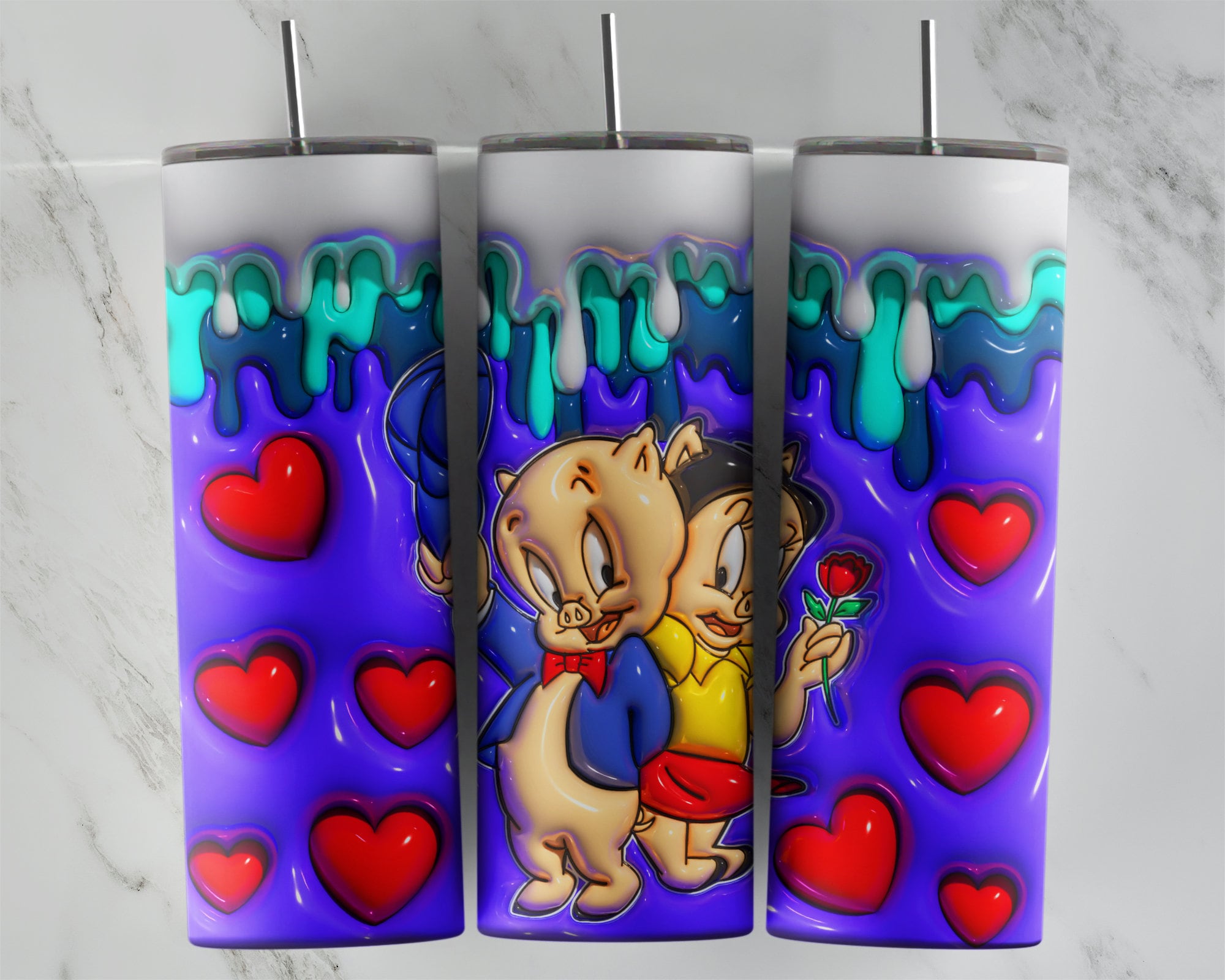 3D Inflated Cartoon Tumbler Design, 20 Oz Skinny Tumbler Design ...