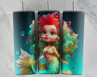 Little Mermaid tumbler design, 20 oz skinny tumbler design, sublimation image, tumbler wrap, Little Mermaid cup, Little Mermaid sublimation