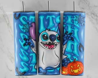 3D Inflated Stitch tumbler design, 20 oz skinny tumbler design, sublimation image, tumbler wrap, Stitch cup, Stitch sublimation, tumbler
