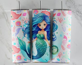Little Mermaid tumbler design, 20 oz skinny tumbler design, sublimation image, tumbler wrap, Little Mermaid cup, Little Mermaid sublimation