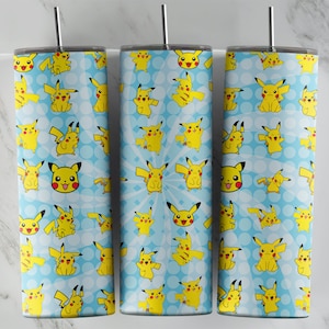 Pikachu tumbler design, 20 oz skinny tumbler design, sublimation image, tumbler wrap, Pikachu cup, Pikachu sublimation, tumbler design, 20oz