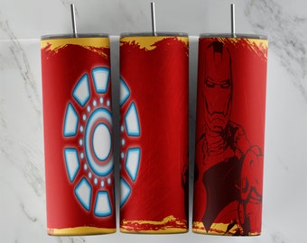 Diseño de vaso de Iron Man, diseño de vaso delgado de 20 oz, imagen de sublimación, envoltura de vaso, taza de Iron Man, sublimación de Iron Man, diseño de vaso