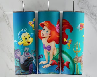 Little Mermaid tumbler design, 20 oz skinny tumbler design, sublimation image, tumbler wrap, Little Mermaid cup, Little Mermaid sublimation
