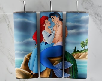 Bekerontwerp kleine zeemeermin, 20 oz mager bekerontwerp, sublimatieafbeelding, bekerverpakking, beker kleine zeemeermin, sublimatie kleine zeemeermin