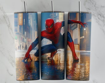 Diseño de vaso de Spiderman, diseño de vaso delgado de 20 oz, imagen de sublimación, envoltura de vaso, taza de Spiderman, sublimación de Spiderman, diseño de vaso