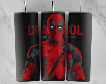 Diseño de vaso de Deadpool, diseño de vaso delgado de 20 oz, imagen de sublimación, envoltura de vaso, taza de Deadpool, sublimación de Deadpool, diseño de vaso