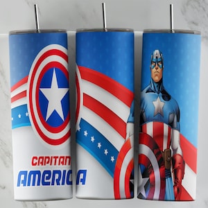 Captain America tumbler design, 20 oz skinny tumbler design, sublimation image, tumbler wrap, Captain America cup, Cap America sublimation