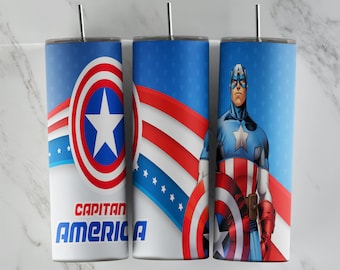 Captain America tumbler design, 20 oz skinny tumbler design, sublimation image, tumbler wrap, Captain America cup, Cap America sublimation