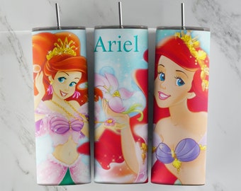 Bekerontwerp kleine zeemeermin, 20 oz mager bekerontwerp, sublimatieafbeelding, bekerverpakking, beker kleine zeemeermin, sublimatie kleine zeemeermin