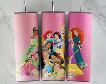 Princess tumbler design, 20 oz skinny tumbler design, sublimation image, tumbler wrap, Princess cup, Princess sublimation, tumbler design