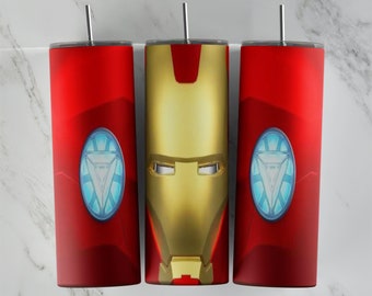 Diseño de vaso de Iron Man, diseño de vaso delgado de 20 oz, imagen de sublimación, envoltura de vaso, taza de Iron Man, sublimación de Iron Man, diseño de vaso