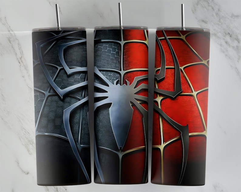Spiderman tumbler design, 20 oz skinny tumbler design, sublimation image, tumbler wrap, Spiderman cup, Spiderman sublimation, tumbler design image 1