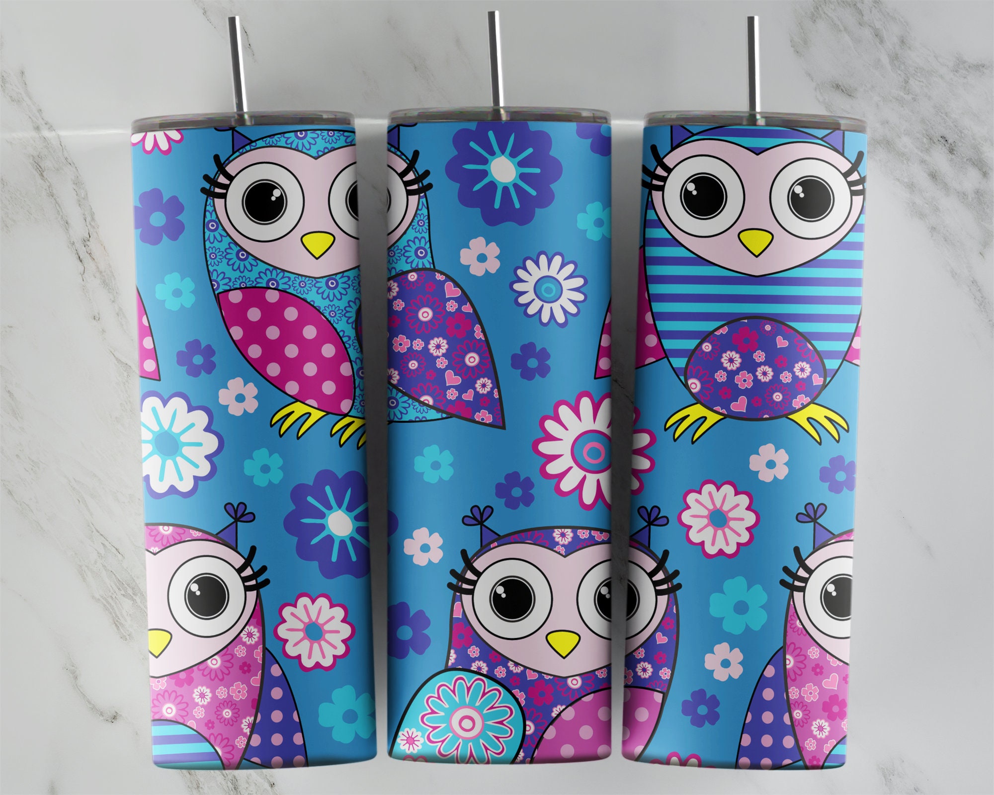 Owl tumbler design, 20 oz skinny tumbler design, sublimation image, tumbler wrap, Owl cup, Owl subli
