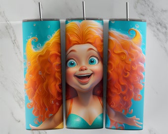 Little Mermaid tumbler design, 20 oz skinny tumbler design, sublimation image, tumbler wrap, Little Mermaid cup, Little Mermaid sublimation