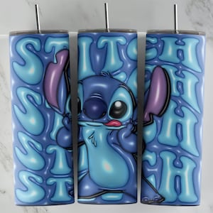 3D Inflated Stitch tumbler design, 20 oz skinny tumbler design, sublimation image, tumbler wrap, Stitch cup, Stitch sublimation, tumbler