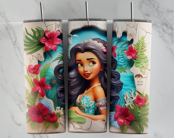 3D Inflated Moana tumbler design, 20 oz skinny tumbler design, sublimation image, tumbler wrap, Moana cup, Moana sublimation, tumbler design