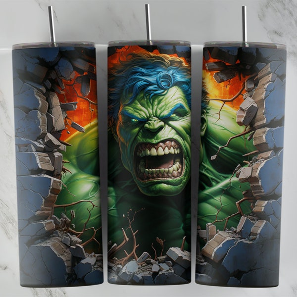 3D Inflated Hulk tumbler design, 20 oz skinny tumbler design, sublimation image, tumbler wrap, Hulk cup, Hulk sublimation, tumbler design