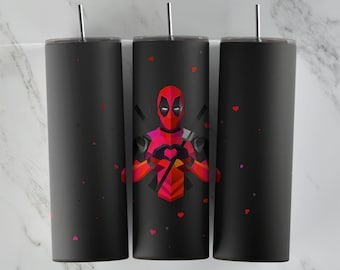 Diseño de vaso de Deadpool, diseño de vaso delgado de 20 oz, imagen de sublimación, envoltura de vaso, taza de Deadpool, sublimación de Deadpool, diseño de vaso
