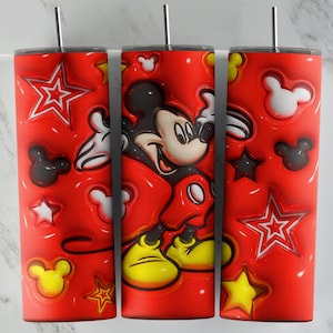 3D Inflated Mickey Mouse tumbler design, 20 oz skinny tumbler design, sublimation image, tumbler wrap, Mickey Mouse cup, Mickey sublimation