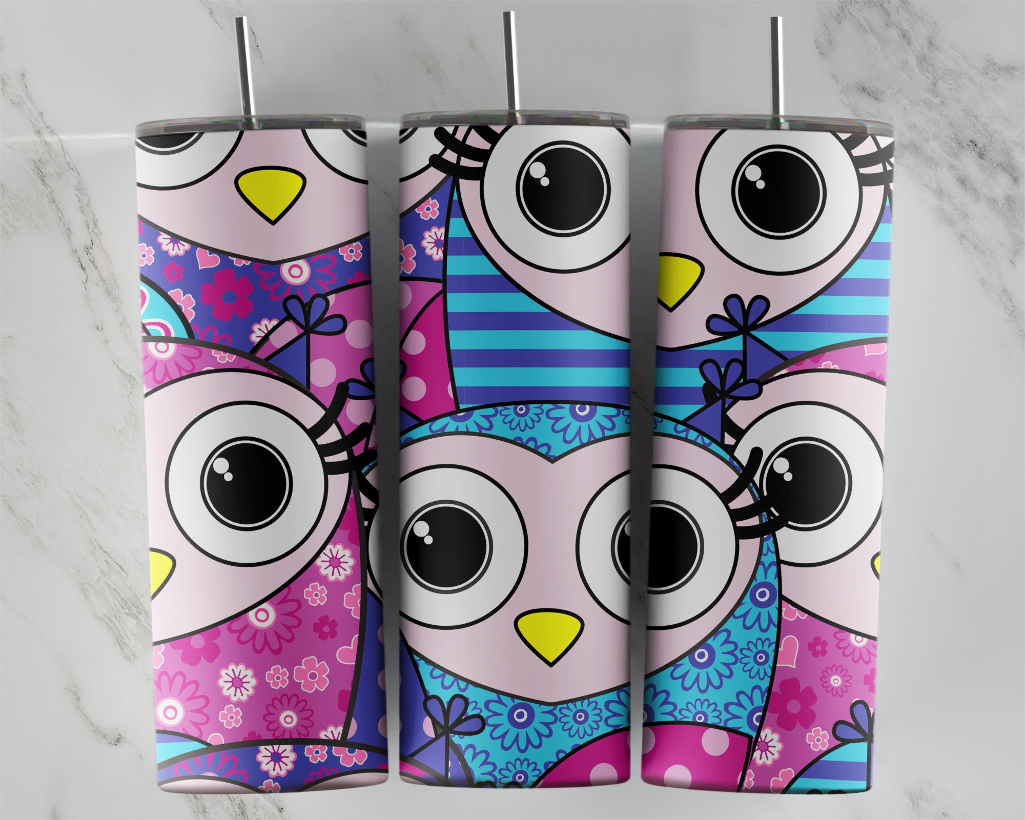 Owl tumbler design, 20 oz skinny tumbler design, sublimation image, tumbler wrap, Owl cup, Owl subli