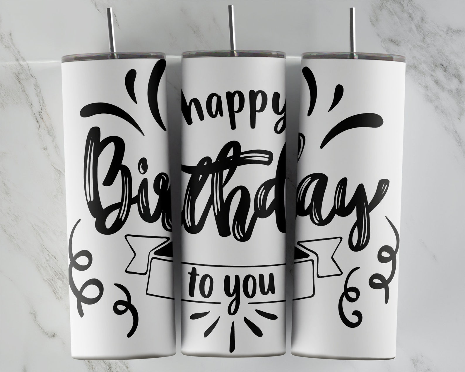 Happy Birthday Tumbler Design, 20 Oz Skinny Tumbler Design, Sublimation