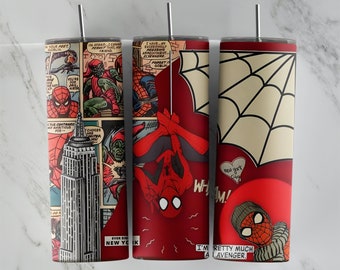 Spiderman-glasdesign, 20 oz smal tumblerdesign, sublimeringsbild, tumbleromslag, Spiderman-mugg, Spiderman-sublimering, tumblerdesign