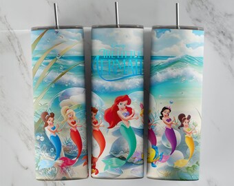 Little Mermaid tumbler design, 20 oz skinny tumbler design, sublimation image, tumbler wrap, Little Mermaid cup, Little Mermaid sublimation