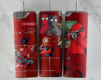 Diseño de vaso de Spiderman, diseño de vaso delgado de 20 oz, imagen de sublimación, envoltura de vaso, taza de Spiderman, sublimación de Spiderman, diseño de vaso